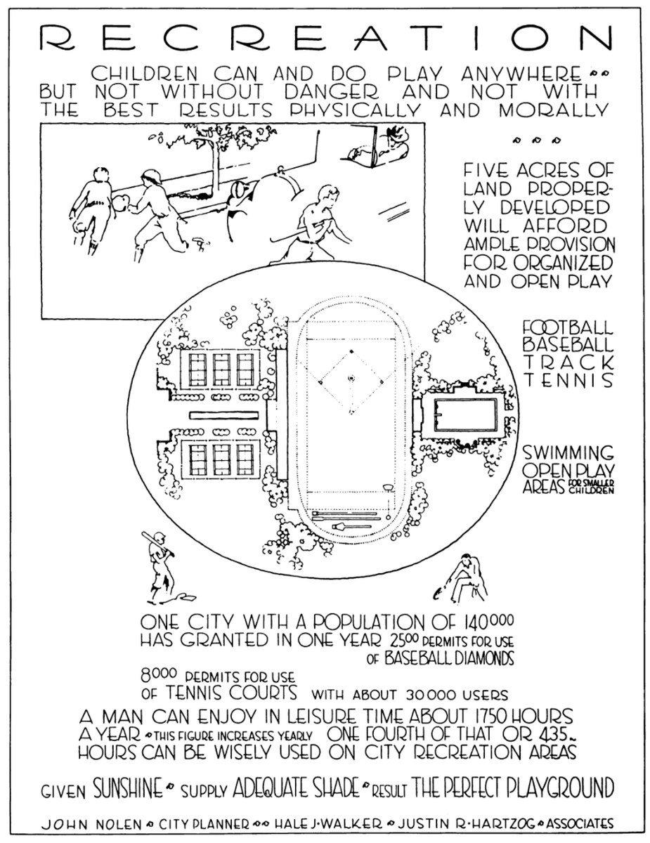 Nolen is selling the concept of recreation in public parks.
