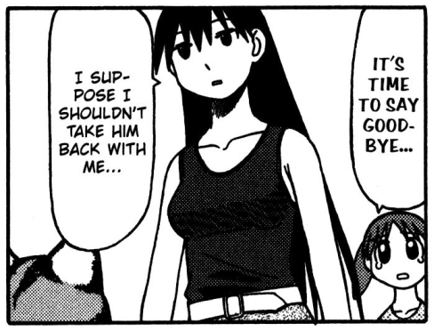 sakaki by far got the most redrawn panels and considering iirc he's azuma's favorite that makes sense. she's drawn with a much leaner face that gives you more of her intended intimidating impression. you can see in the first panel that chiyo is the same while sakaki is redrawn