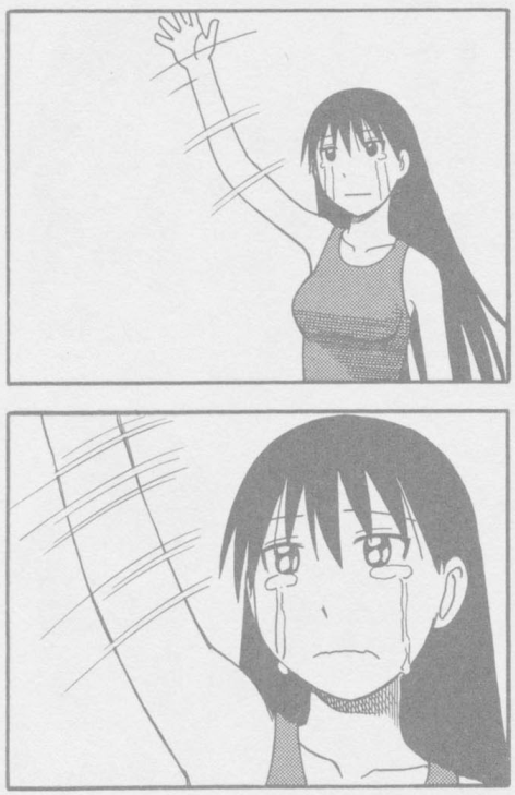 sakaki by far got the most redrawn panels and considering iirc he's azuma's favorite that makes sense. she's drawn with a much leaner face that gives you more of her intended intimidating impression. you can see in the first panel that chiyo is the same while sakaki is redrawn