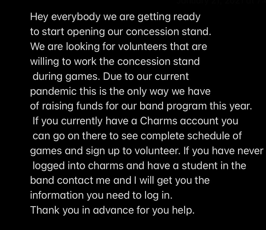 Great way to support our band program.