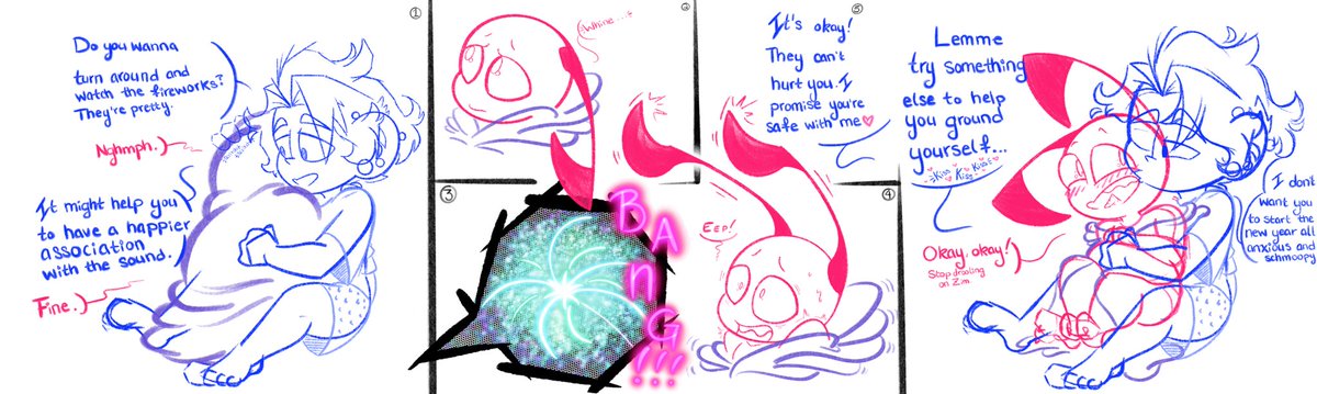 WaywardBun's tweet photo. Pages 10-13

⚠️ With a content warning for PTSD, blood &amp; implied death in the first panel. 

It got ... a little intense there for a moment.
#zadr #zimxdib #InvaderZim #izcomic https://t.co/koErQTUqxJ