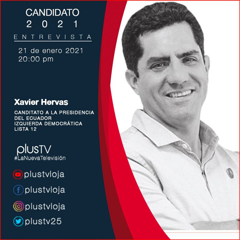 plustv25's tweet photo. 📺 #ESTRENO | Inicia #Candidato2021 un espacio para conocer a los candidatos a la presidencia del #Ecuador. Esta noche Xavier Hervas @xhervas Candidato a Presidencial lista 12 @PeriodismoP_Ec

📡Señal en vivo 📡 

https://t.co/NDZChGFJSs 

https://t.co/rh4xqALym4 https://t.co/iTMYhrLzsP