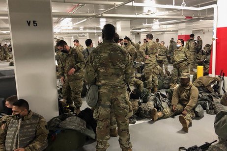 BREAKING: Pelosi ordered national guard out of the federal buildings they’ve been ordered to protect. Now they’re sleeping in freezing parking garages sharing one toilet per 5,000 troops. #shameful politi.co/2KASXPE