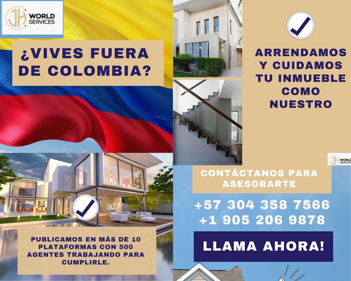 Resides en Canadá y cuentas con inmuebles en Colombia?
Realizamos venta, arriendo y administración de inmuebles, asesoramiento legal, entre otros. 👉jhwsgroup.com/colombia

#colombianosenelexterior #colombianosencanada #Colombia #inmobiliaria #thcc <a href="/monilinaresb/">Hien Nhung</a>