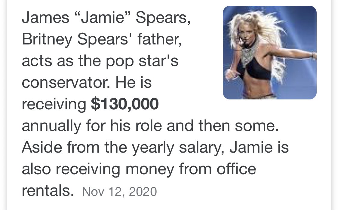 RonyxHotel's tweet photo. $1500/week. That’s $500/show during her multimillion dollar  Las Vegas residency. Why is society okay with this? Don’t forget that JPS gets a percentage from merchandise sales! 
#FreeBritney https://t.co/oZh0cEhcoo