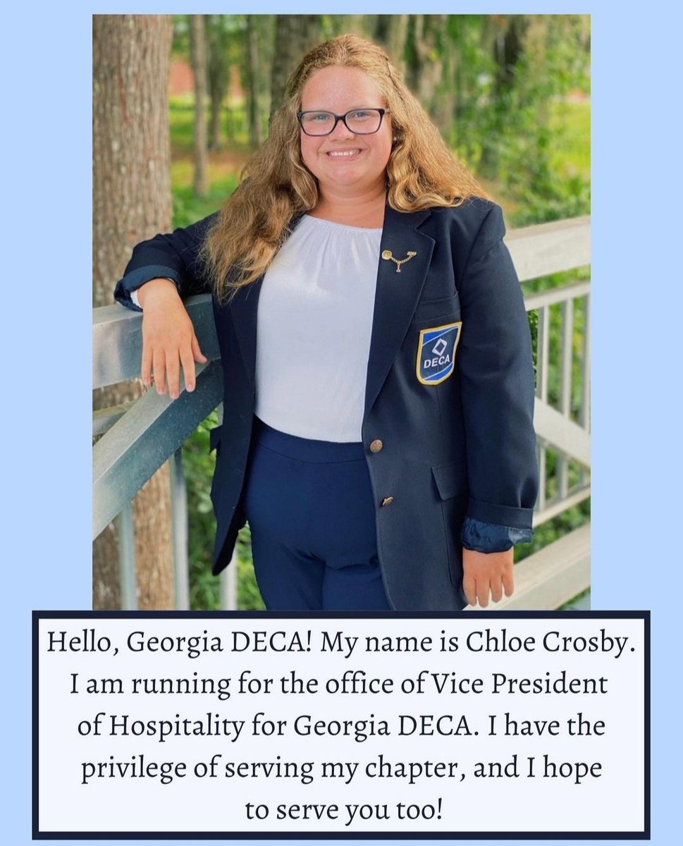 CamdenDECA's tweet photo. This is Chloe Crosby, our Vp of Membership. She is running for a state officer position. https://t.co/5pOcdxPaim