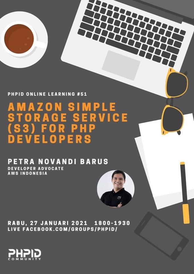 petrabarus's tweet image. Bakal sharing tentang Amazon S3 buat PHP developers!

#aws #usergroup #awsmeetup
