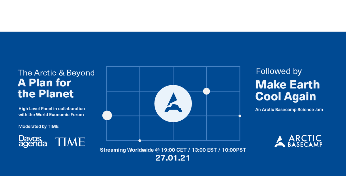ArcticBasecamp's tweet photo. We should be in #Davos but we are just as pleased to announce we will be part of the media programme at the @wef #DavosAgenda week and streaming our High Level Panel and Arctic Basecamp Science Jam on 27.01.21. Hosted by @rainnwilson and @ParisaFH https://t.co/rdB7y7c9aV #MECA https://t.co/rSZ3rqjG92