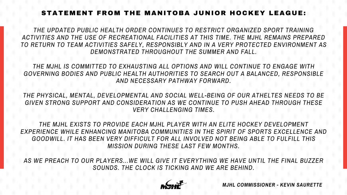 Statement from the Manitoba Junior Hockey League.