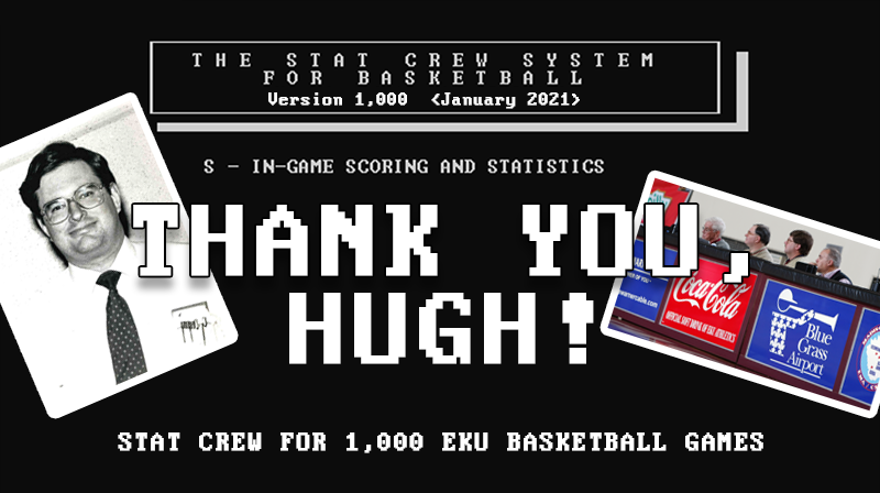 EKUHoops's tweet photo. STAT 🐐

A huge thanks to Hugh Davis for his dedication and commitment over the years.

Hugh has now been the official stat keeper for 1,000 EKU basketball games! https://t.co/e9IIS80r4y