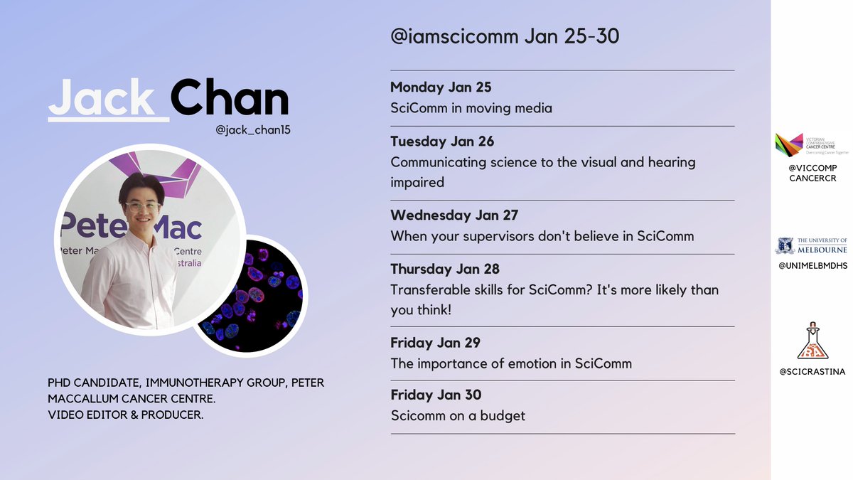 Jack Chan (@jack_chan15) on Twitter photo Here's my <a href="/iamscicomm/">@IAmSciComm - On a Break!</a> schedule for next week! I'll be focusing on #film, #video and moving media, so hit me
up if you need to make video or if you're movie buff yourself! 🎥x🧪 Here's my <a href="/iamscicomm/">@IAmSciComm - On a Break!</a> schedule for next week! I'll be focusing on #film, #video and moving media, so hit me
up if you need to make video or if you're movie buff yourself! 🎥x🧪