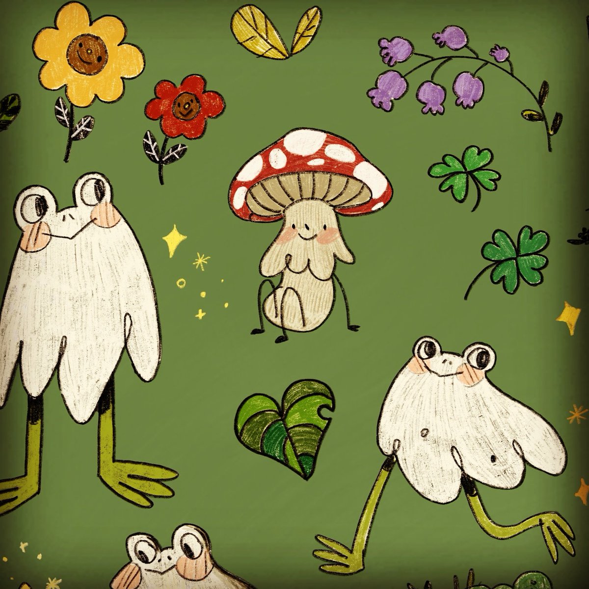 ☆Sticker Sheet in the works!~🐸👻
* * *
#illustration #illustratorsofisntstagram #art #artist #artistsoninstagram #illustrator #frogs #frogghost #froghoul #cute #stickers #design #original #originalart #forest #nature https://t.co/k0PLlzLclI