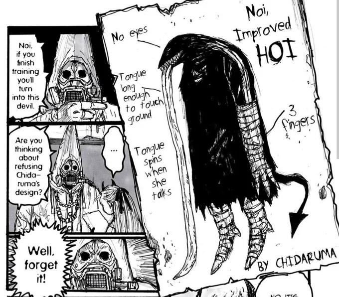 underrated drhdr lore: when someone is about to become a devil, literal satan aka chidaruma designs them a new devil body on a sheet of paper like he's making demon ocs. and the new devils BETTER like it (noi improved ⬇️) 
