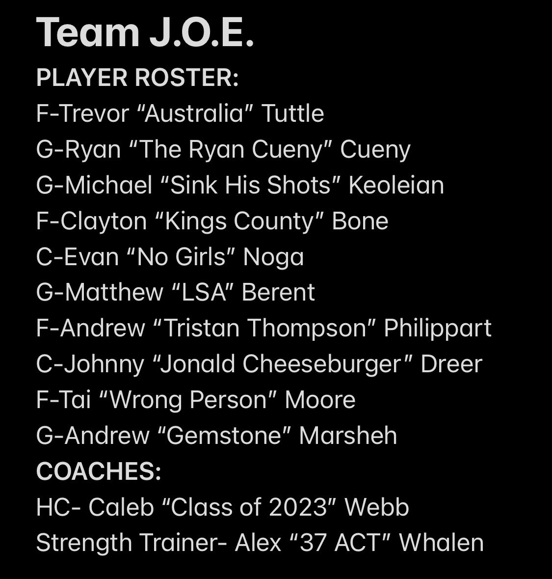 Your 2021 Team J.O.E. roster. Let’s ride.