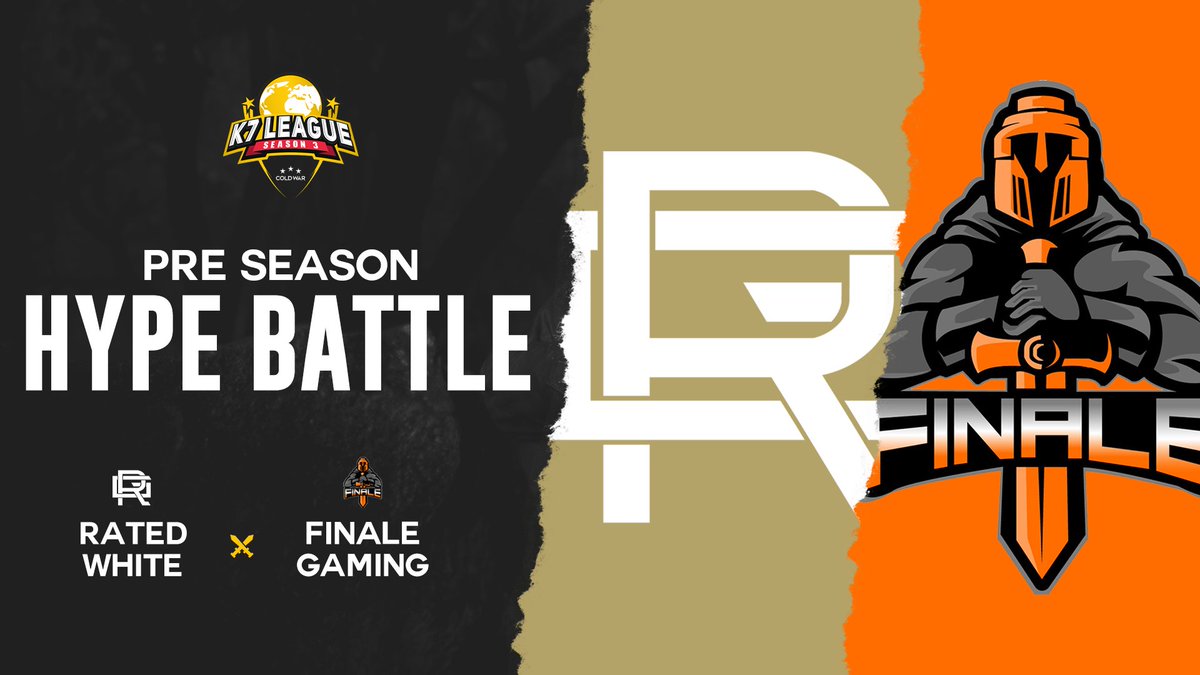 K7League's tweet image. Pre-Season HYPE BATTLE ⚔️🚨

If you liked tonight's Hype Battle. Wait until you watch tomorrow!  

@RatedGamingHQ (White)🆚@Finale_Gaming 
 
💻 LIVE on YouTubeGaming
🕐 8:30pm EST

🎙️ @BrettFX 
🎙️ @JayFlyTweets 
🎥@connyslang