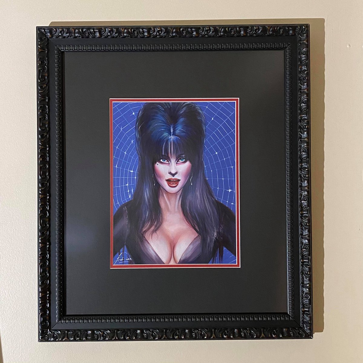 KaptainMyke's tweet photo. Original @TheRealElvira  oil painting sketch by Fred Ian #ELVIRA 😍😍😍🥰😘😛 https://t.co/hFY1PyTNkD