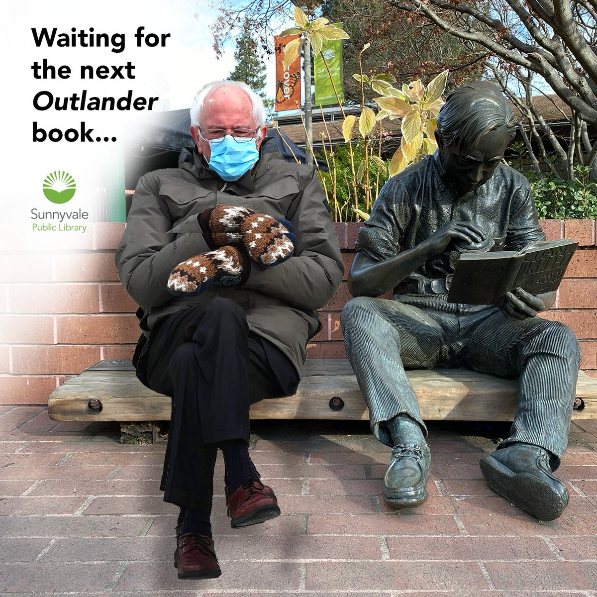 sunnyvalelib's tweet photo. Waiting for the next Outlander book... @Writer_DG
#SunnyvaleLibrary #BerniesMittens #Statue #Library #Outlander https://t.co/oMhWgvIVEn
