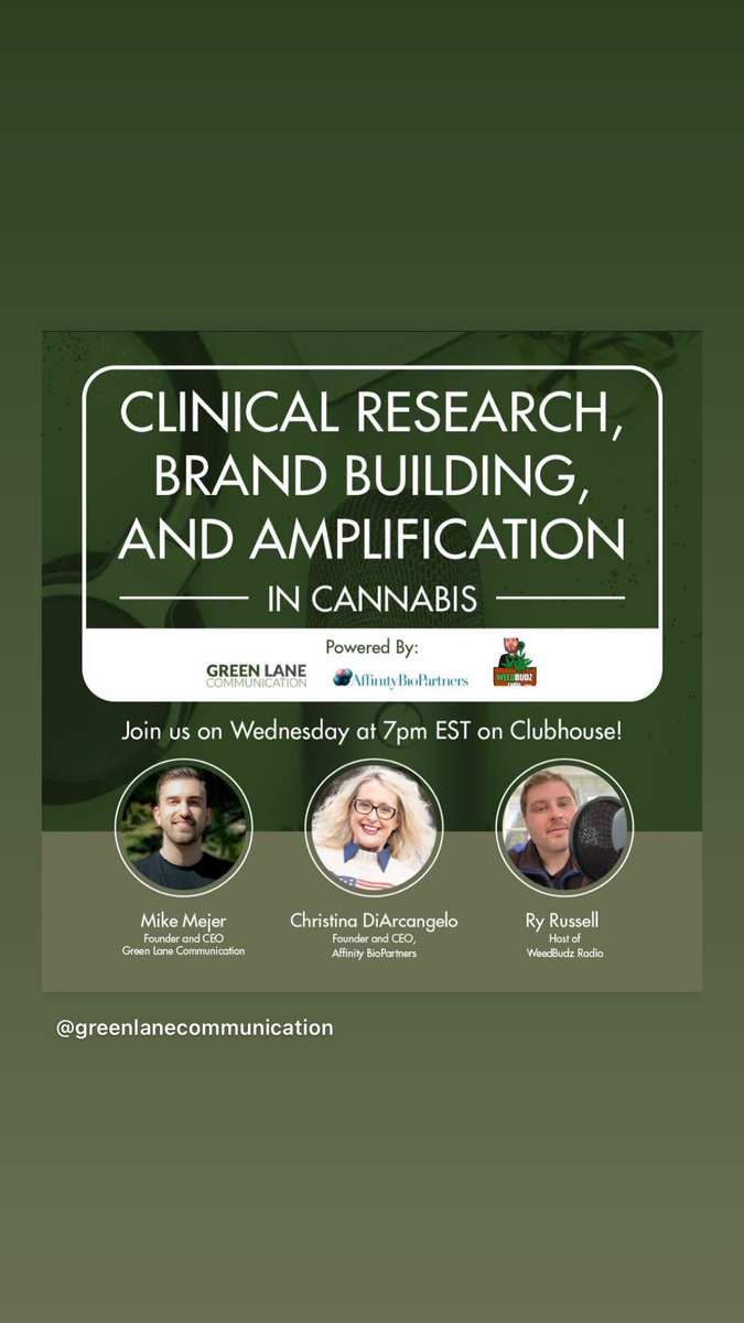Still so over joyed by the very successful conversation on #clubhouse with <a href="/GreenLaneCom/">Mike Mejer | Cannabis PR</a> and <a href="/christinadiarc1/">christinadiarcangelo</a> yesterday! 🙏♥️🌍