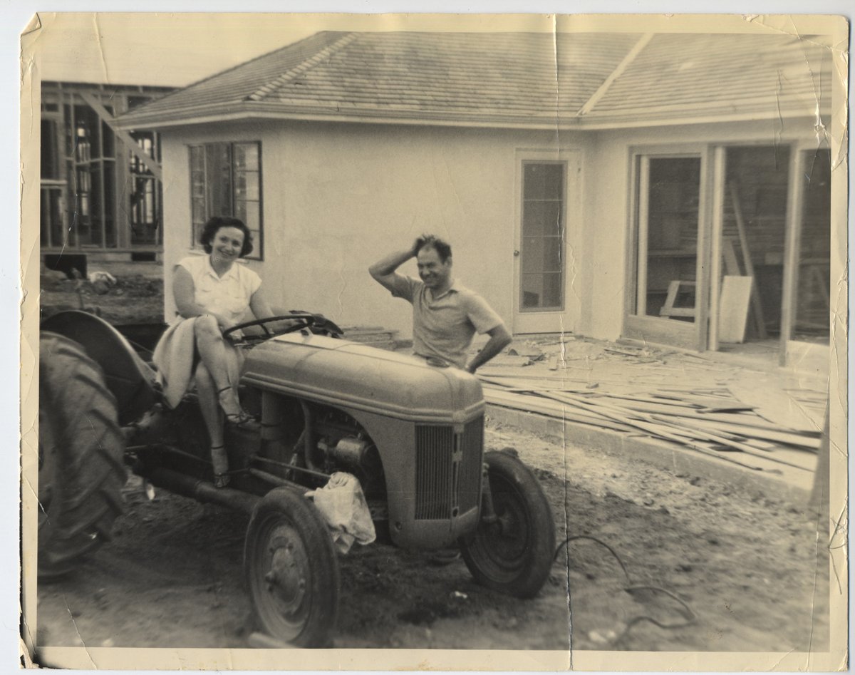 TheOGs's tweet photo. Happy Cutie's Birthday, everyone! Can you believe this little gal driving the tractor building the OGs' first home in Beverlywood would have been 104 years old today? In her honor, please reach out to someone you've lost touch with and let them know you care about them. 1/3 https://t.co/cBRHMbNDxz