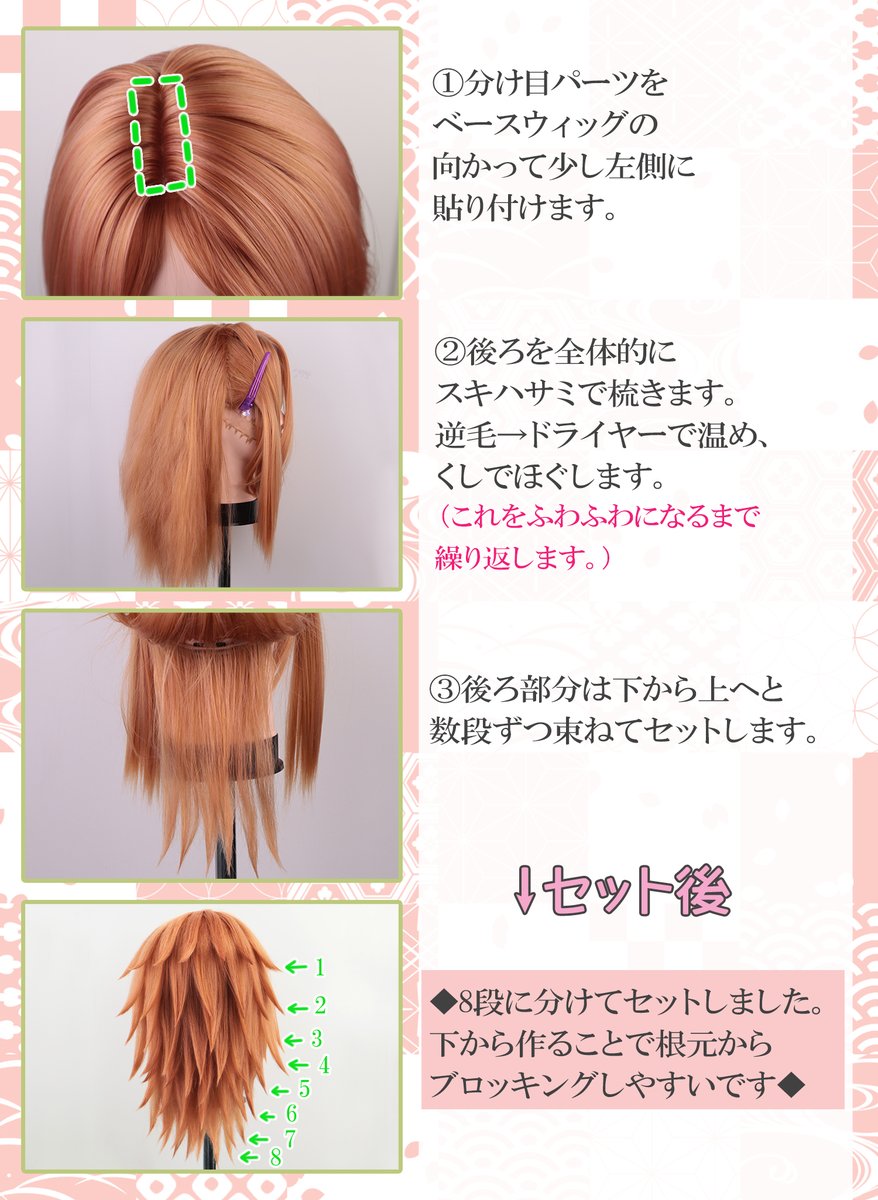 鬼滅の刃💙錆兎風のウィッグを作ってみました👺🌊 根元を多く梳かない