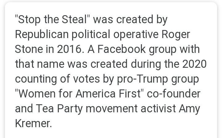 Stop the Steal - Founded by Roger Stone in 2016. Ali Alexander is an African American operative/leader of this group. Connections to  #GroupAJ