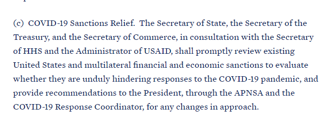BREAKING:  @JoeBiden announces an unprecedented review of the impact of U.S. economic sanctions.It will evaluate whether sanctions are "unduly hindering" the Covid-19 response.This is a major step towards sanctions relief sought by progressives  @AOC,  @IlhanMN,  @RepChuyGarcia