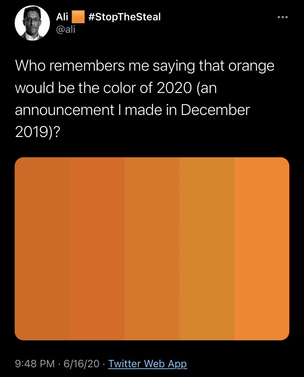 Found an old Tweet of his promoting the color orange.