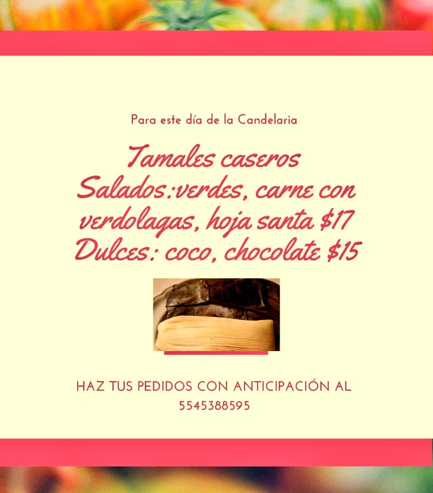 Deliciosos tamales para día de la Candelaria pedidos 5545388595 servicio a domicilio <a href="/DoorRoma/">Roma-Door</a> <a href="/ColoniasRoma/">Ⓩona Ⓡoma CDMX</a> <a href="/LaRomaDF/">Colonia Roma 🚲</a> <a href="/MultiJuarezRoma/">MultifamJuárez_Roma</a> <a href="/RescatandoRoma/">Rescatemos a la Roma</a> <a href="/RomaCondesa/">RomaCondesa</a> <a href="/Condesa_CdMX/">COLONIA CONDESA CdMx ♛</a> <a href="/ColoniasCondesa/">Ⓩona Ⓒondesa CDMX</a> <a href="/VidaCondesa/">Condesa & Roma Norte</a> <a href="/CondesaVecinos/">Condesa Pro Vecinos</a> <a href="/RomaSur1/">Colonia Roma Sur 🤝</a> <a href="/RomaenRebeldia/">RomaenRebeldía</a> <a href="/RomaSurIIVecino/">Roma Sur II</a> @PorLaRoma