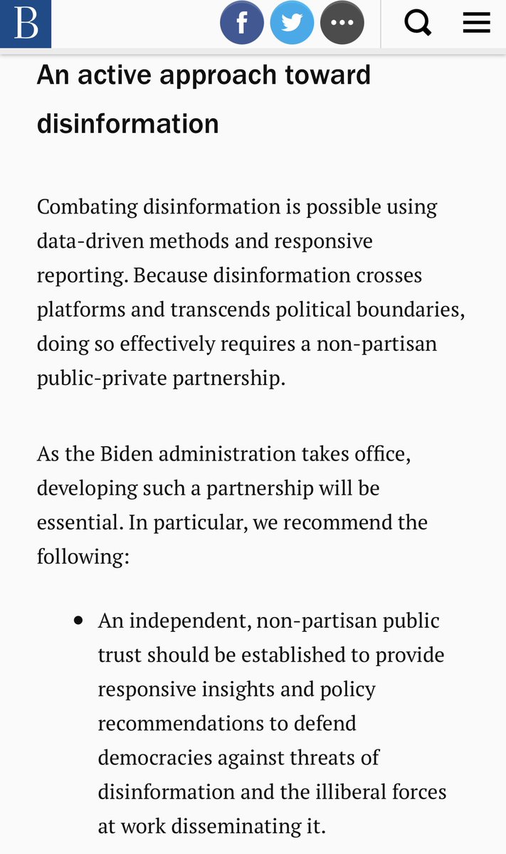 The  @ncri_io report is particularly helpful for engaging with individuals. This  @BrennanCenter report is about policies creating an active approach for countering disinformation.I wonder if it’s influenced by Findland and/or Estonia’s policies on counter-mis/dis/malinformation.  https://twitter.com/tsubtext/status/1352459227462176768