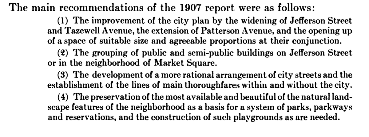 Although this is the first official Comprehensive Plan, this refers to a citizen initiated 1907 Comprehensive Plan with "no legal authority" but with many of the same people working on both documents.