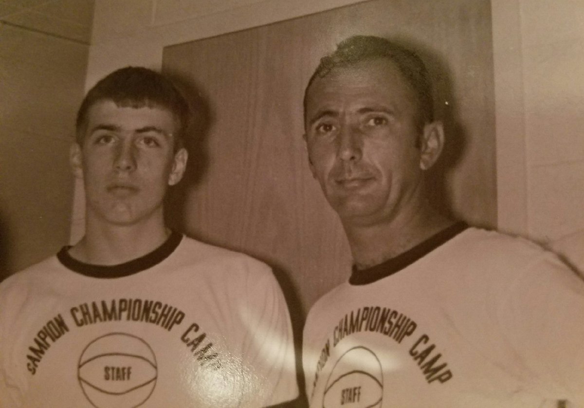 A few months back I did a segment on Vance Bowersox 1968 graduate from Wolford....Today he sent me a pic from when he was a camp counselor the summer of 69 in Wisconsin. He met Bob Cousy and got to play ball with Jerry West. Here is a picture of Vance Bowersox with Bob Cousy and https://t.co/qDzPwIbkJ8