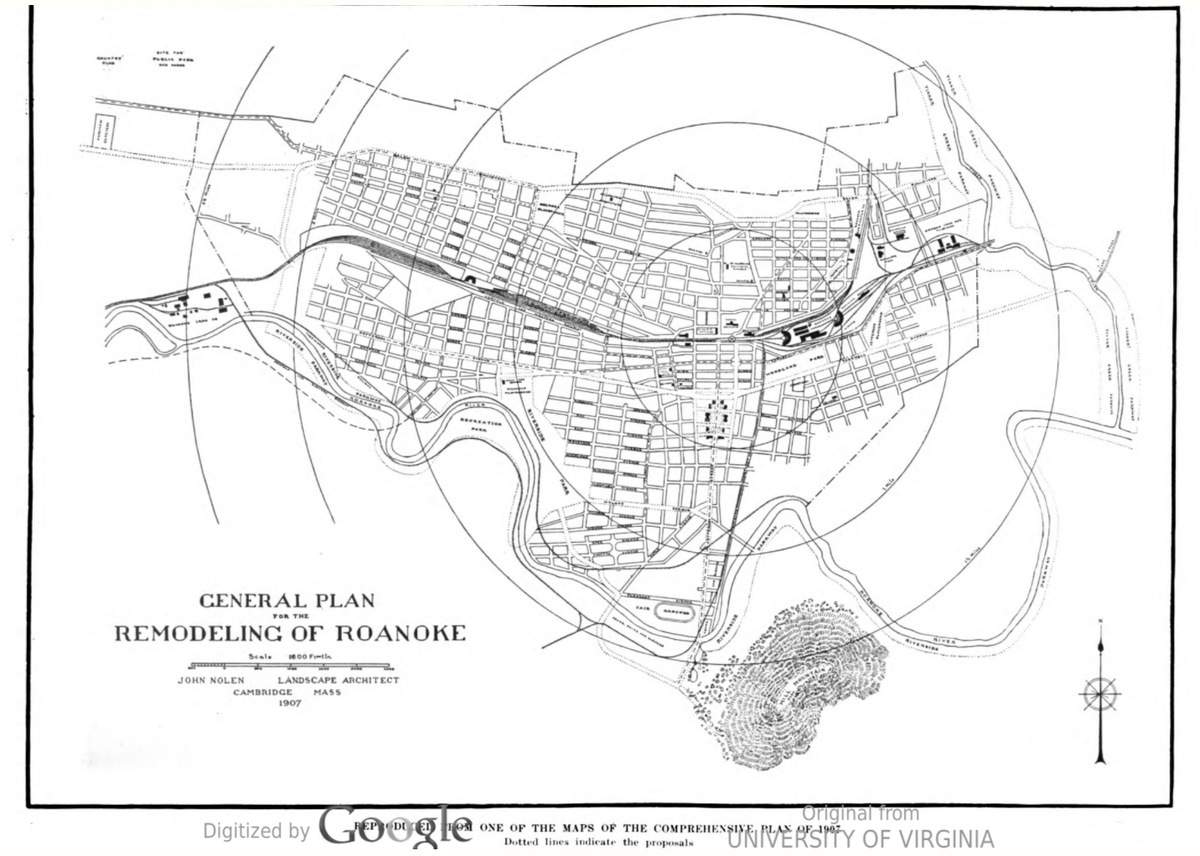 They include this image from the 1907 plan, drawn by a "John Nolen, Landscape Architect"