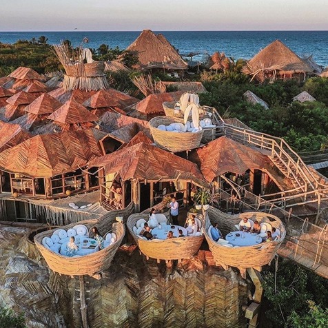 A cliffside nest in Tulum, Mexico. 🌅 The perfect place for a sunset dinner!