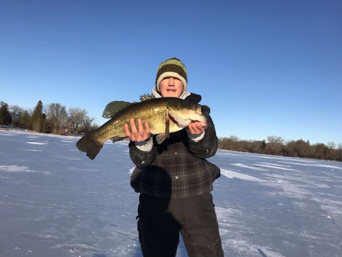 KimWolff19's tweet photo. High school sports are cancelled but he spends hours at this sport for a trophy like this!!  Nice catch @JoeWolff20 https://t.co/CweKqacsXh