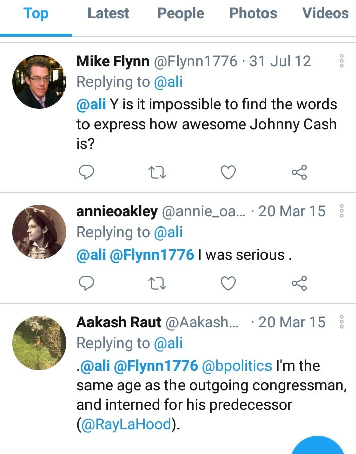 I can pinpoint Ali to Mike Flynn back to late 2011-early 2012 prior to running for office in IL. Chip Gerdes was tagged in on of the Tweets.