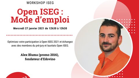iseg_lyon's tweet photo. 🔥 Workshop #OpenISEG : mode d’emploi - Optimisez votre participation et échangez avec des membres du pré-jury et lauréats Open ISEG : @AlexBluma, fondateur d'Edovino et Ydriss Mercier, fondateur du Camion du bien. 
Workshop sur inscription uniquement 👉 https://t.co/ti07NP9OFL https://t.co/gZIWI941Nn