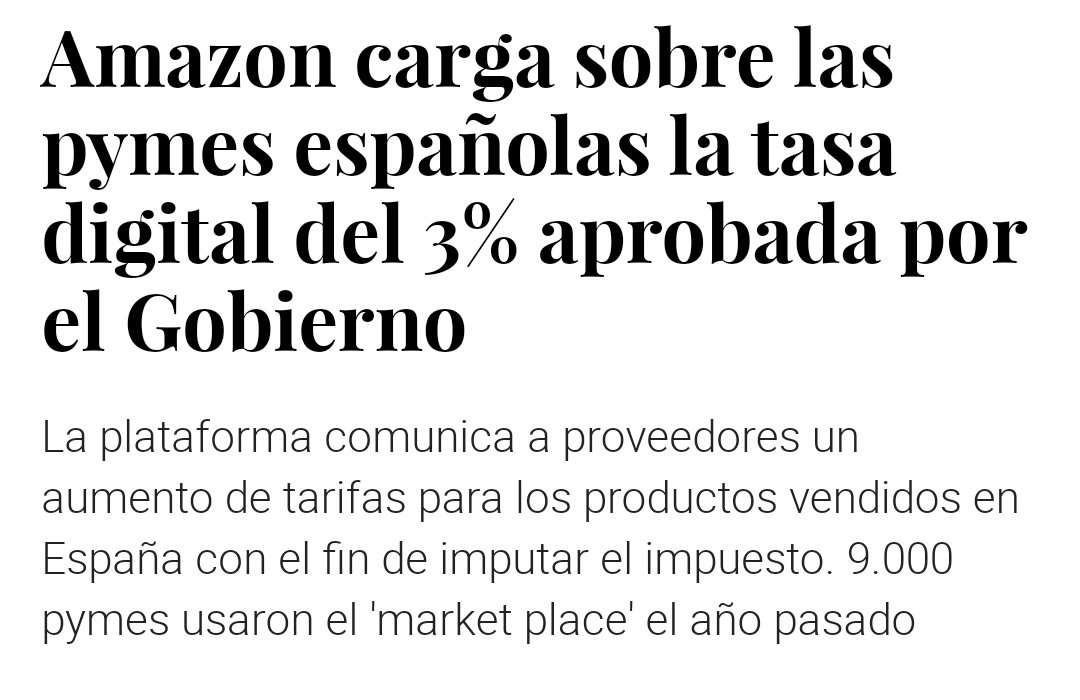 Albertook6's tweet photo. Vaya... Quién lo podría haber sabido de antemano?
Capaces de sorprenderse cuando las pymes suban un 3% sus precios y repercuta en el cliente.
#amazon #IMPUESTOS https://t.co/o8qmTl1mED