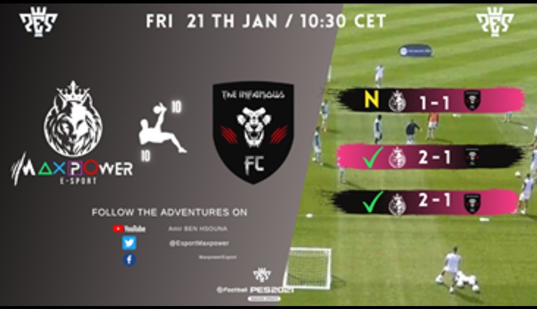 Yesterday🤝 Friendly🤝 🕒| 22:30 

<a href="/EsportMaxpower/">Maxpower Esport</a> 🆚 <a href="/THEINFAMOUSPES/">SeboTheo04</a>