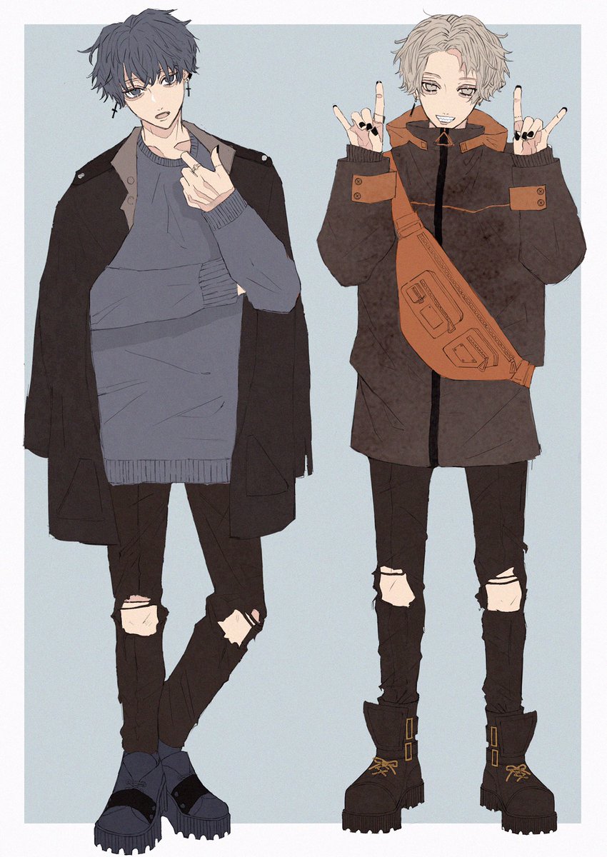 「韓国風双子コーデ 」|そまぁ～ずのイラスト