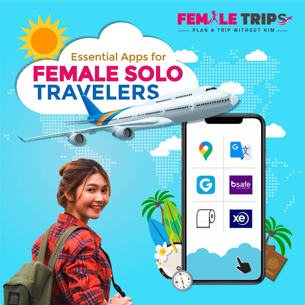 FemaleTrips's tweet photo. Planning a solo vacation? 
From reaching your destination to lodging to sending and receiving foreign currency, these apps can help with every aspect of your trip.

Here is our list of 6  essential mobile apps every female solo traveler must have.

1/2 https://t.co/MtHtSLvXWb
