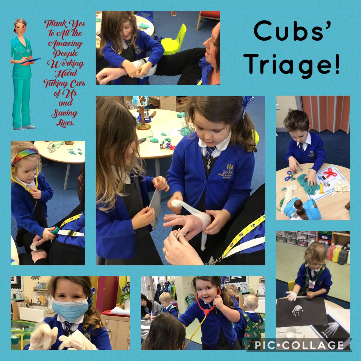 stjohnsworksop's tweet photo. We’re looking at real life superheroes this week! People who help us and today... it’s Doctors and Nurses! 💙The children at home are sending us in their learning too and we’re so proud of you!💙 https://t.co/LDcIK74PKy