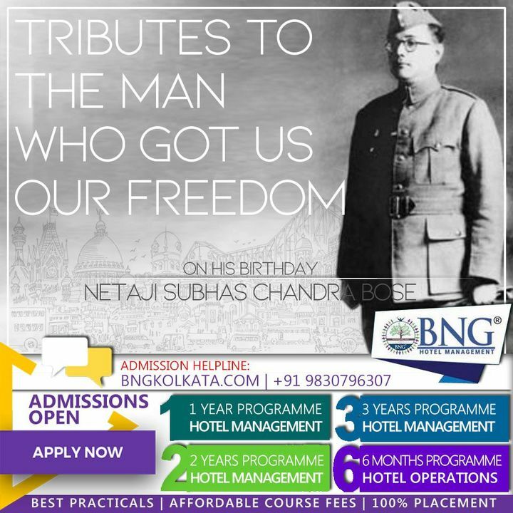 BNGKolkata1's tweet photo. Tributes to the man who got us our freedom Netaji Subhas Chandra Bose on his birthday ! 
#ina #azadhindfauj #whereisnetaji #netajisubhaschandrabose #subhashchandrabose #jaihind #bng #HotelManagement #Kolkata #BngHotelManagement #KolkataHotelManagement #H… https://t.co/W37XNI2VWB https://t.co/h2rWV5n9PE