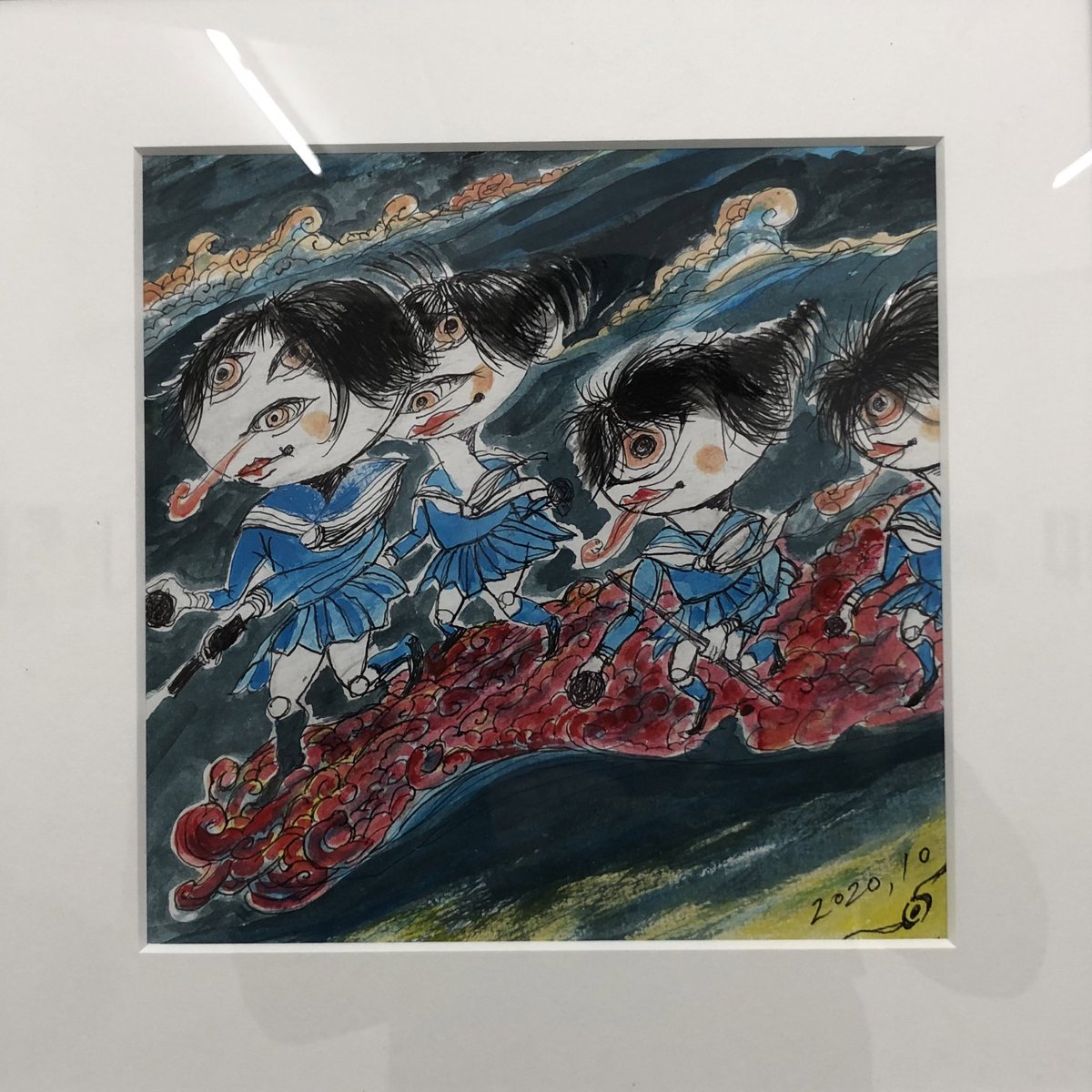 Kotarohoshiyama's tweet photo. Gallery58にて、敬愛する中村宏さんの「来迎図」に心奪われる。
来迎図は、阿弥陀如来が菩薩を連れて往生者を迎えにいく様子を描いた仏画です。平安の世に「臨終に際して阿弥陀如来が極楽へ導いてくださる」という阿弥陀信仰がはじまり、鎌倉時代盛んに描かれたそうです。#gallery58 #中村宏 https://t.co/oyygPTUNlM