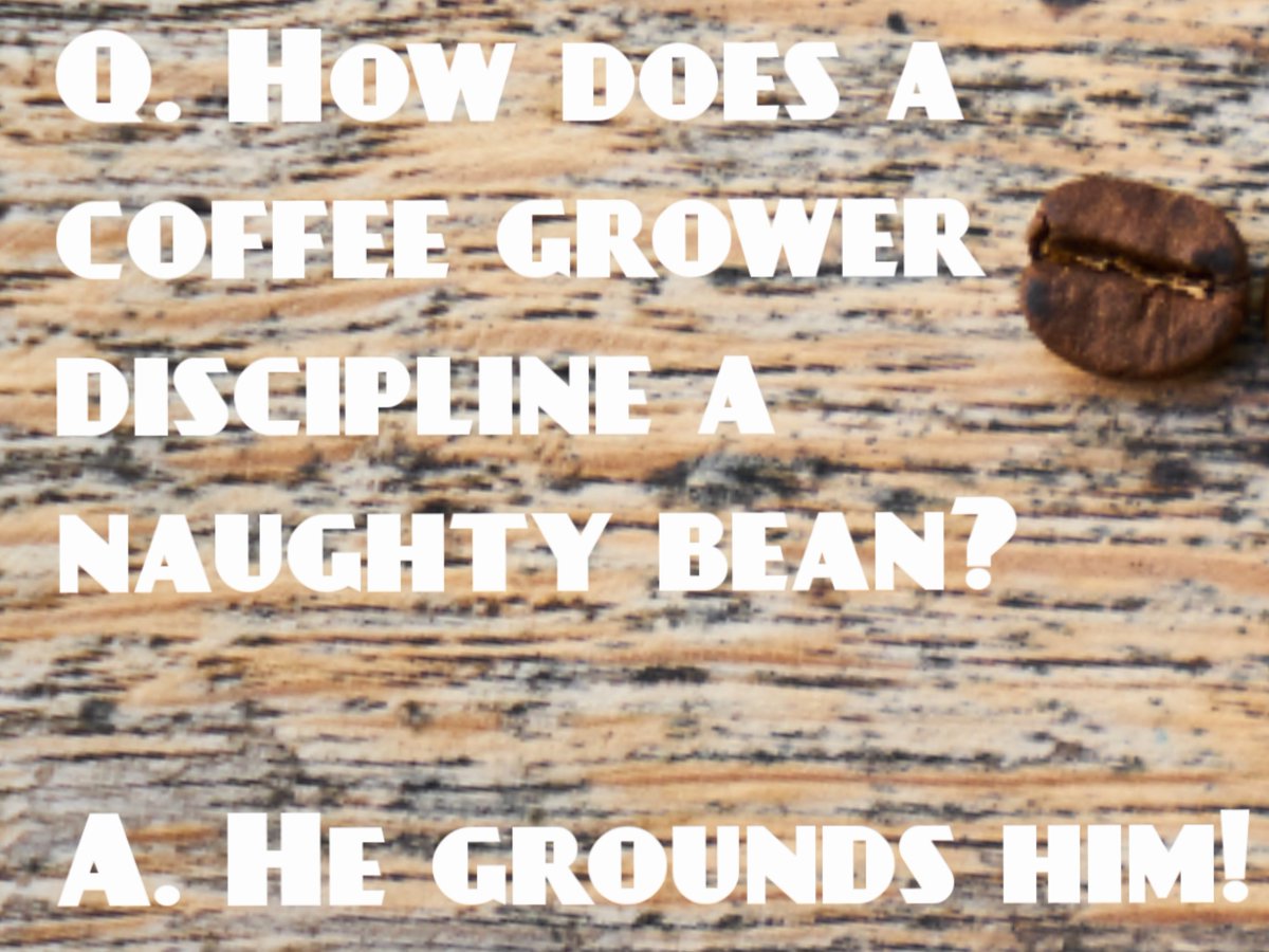 How does a coffee grower discipline a naughty little bean? He grounds him! 

#coffeeaddict #coffee #funnyquotes
