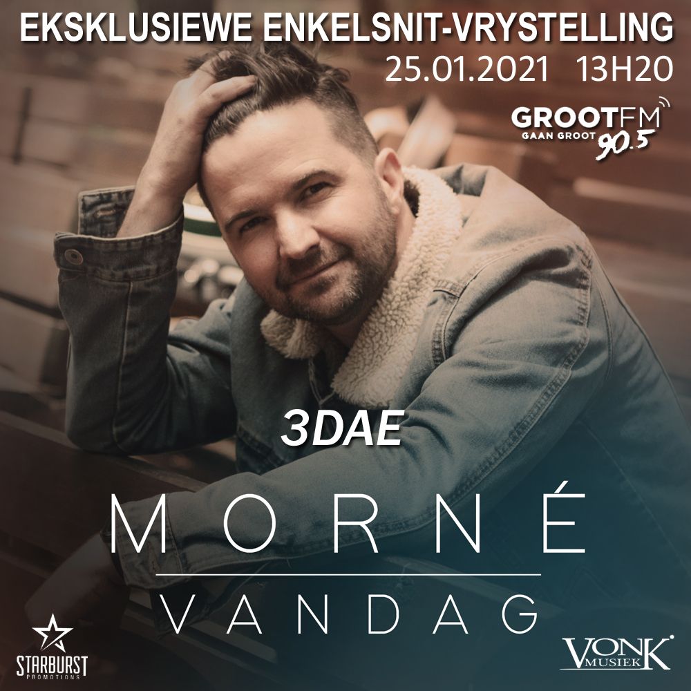 StarburstPromo's tweet photo. #3dae #GrootFM #VANDAG
Dagboek solank vir die eksklusiewe bekendstelling van @mornezee se nuwe enkelsnit op @GrootFM !
@FrancoisvRens @AfrikaansM @VonkMusiek @sa_artists @AlishiavanDev @PieterCloete https://t.co/w5X3SpHxiR