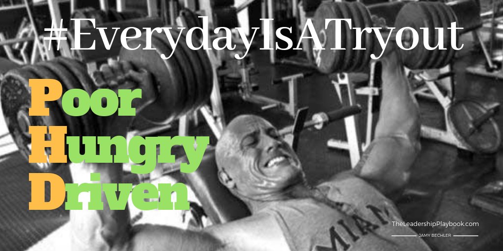 Be HUMBLE.
Be HUNGRY.
Always be the HARDEST worker in the room.

~ Dwayne "The Rock" Johnson

#EverydayIsATryout #PHD