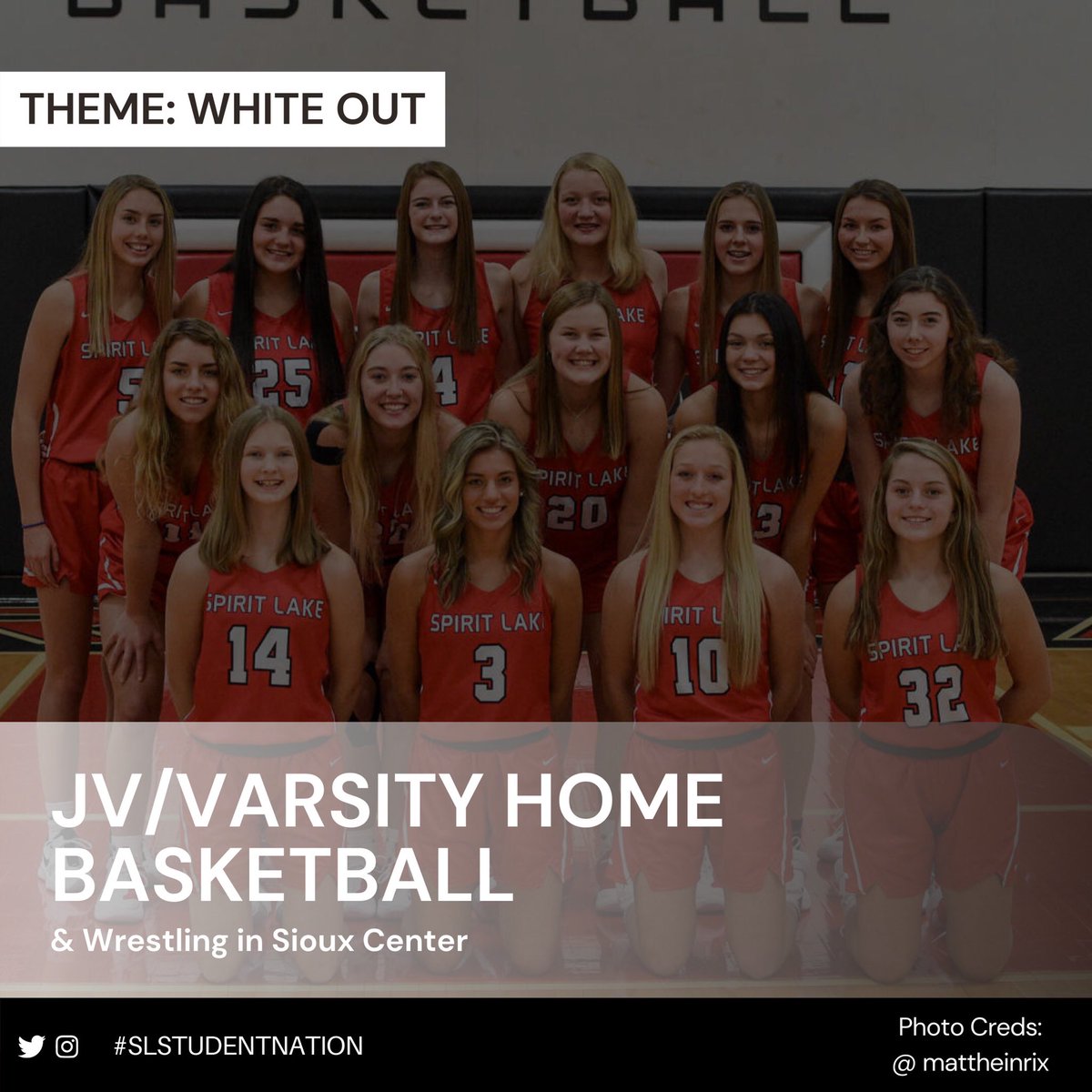 SLStudentNation's tweet image. Friday 1/22/21 Events: 
❕JV @ 4:45 
❕VARSITY GIRLS @ 6:15
❕VARSITY BOYS @ 7:45 
📍Home 

❕WRESTLING @ 4:45 
📍Sioux Center