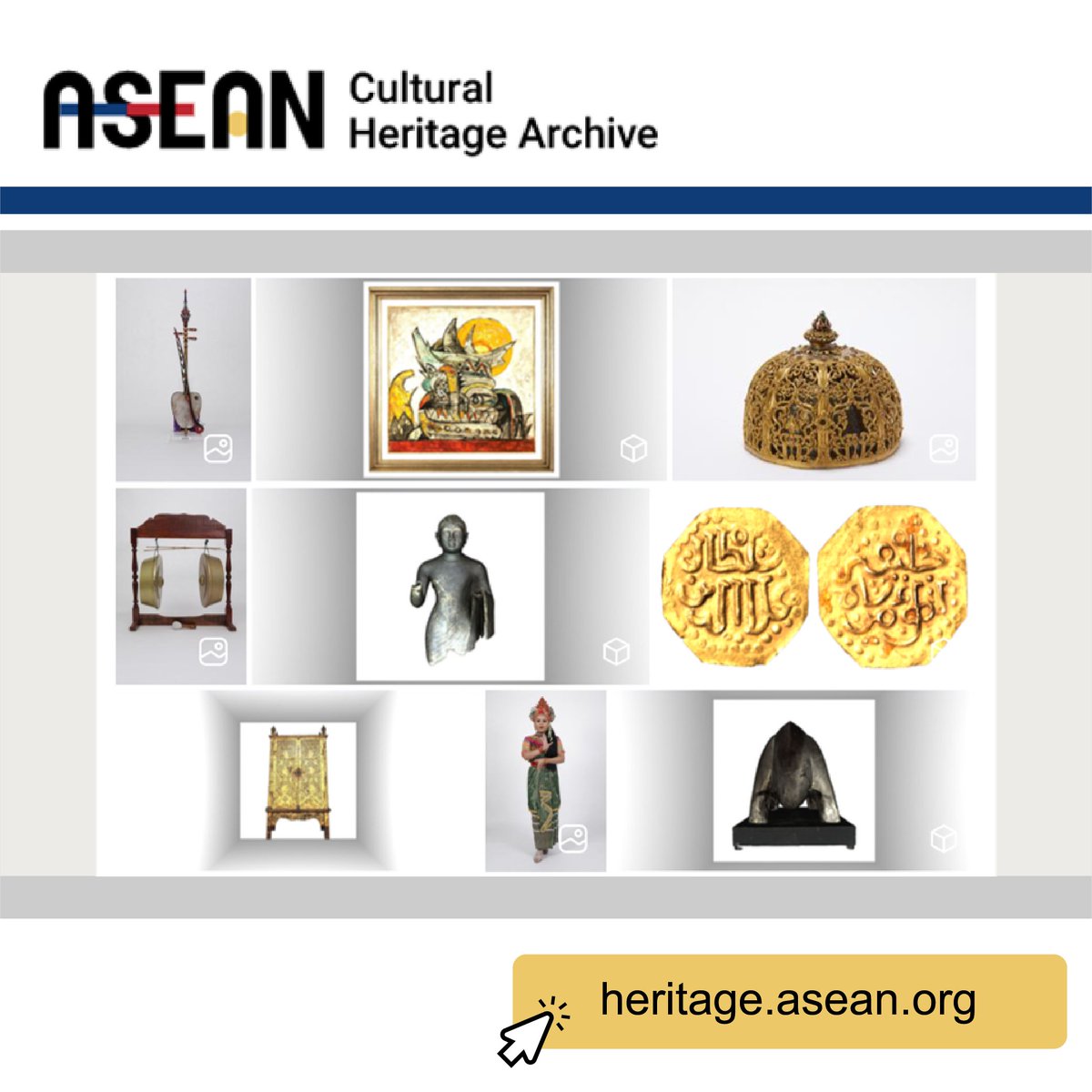 aseancoci's tweet photo. Phase 2 of the ASEAN Cultural Heritage Digital Archive has begun! Cultural #heritage artefacts from #Cambodia 🇰🇭 and #Myanmar 🇲🇲 will join our collection of digitised items within the coming year. Stay tuned to @aseancoci for the latest updates.

#ACHDA #JAIF20 https://t.co/HXCU7H4sVG