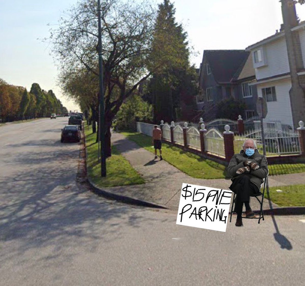 evolution1079's tweet image. he's been out there all day nobody wants to park at his house 😢🥺 poor bernie 

- vanessa :)