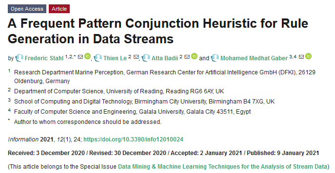 InformationMDPI's tweet photo. #NewPaper A Frequent Pattern Conjunction Heuristic for Rule Generation in Data Streams 
#DataStreamMining
#RuleGeneration
#RuleInduction
#ConceptDrift
https://t.co/9VYwSFs9KB

@InformationMDPI
@MDPIOpenAccess https://t.co/7qzVAB7AHX